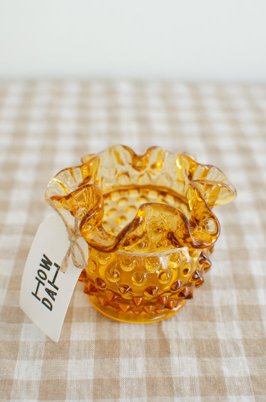Mini Fenton Amber Glass Vase