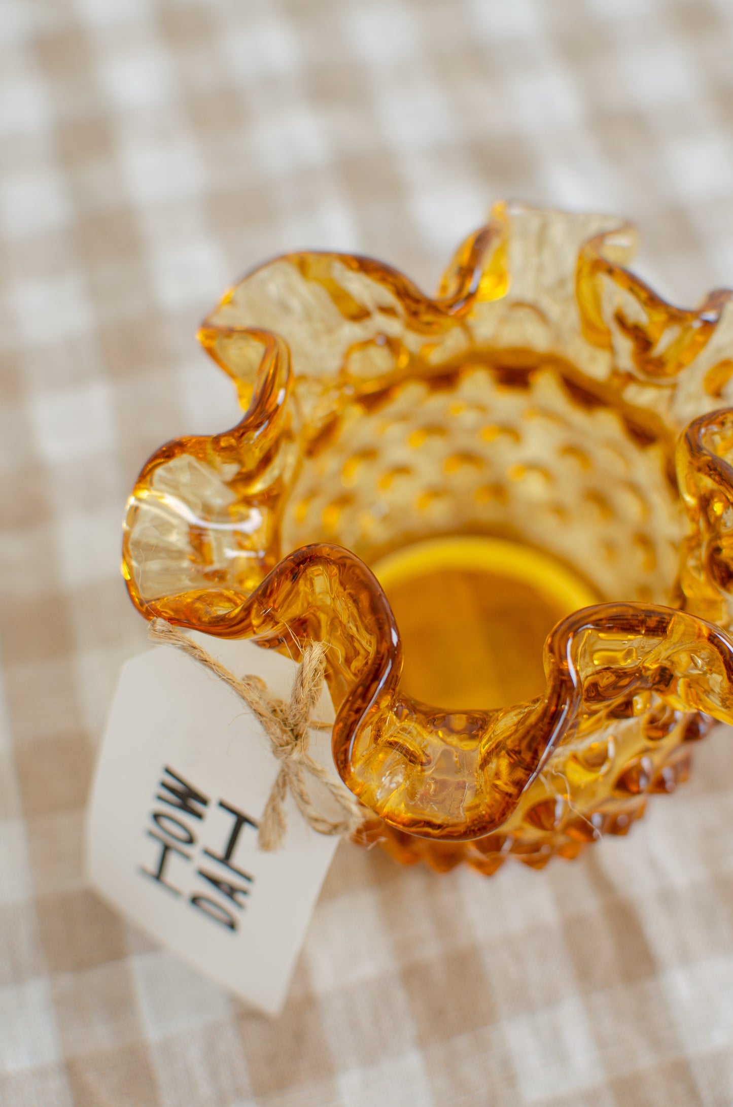 Mini Fenton Amber Glass Vase