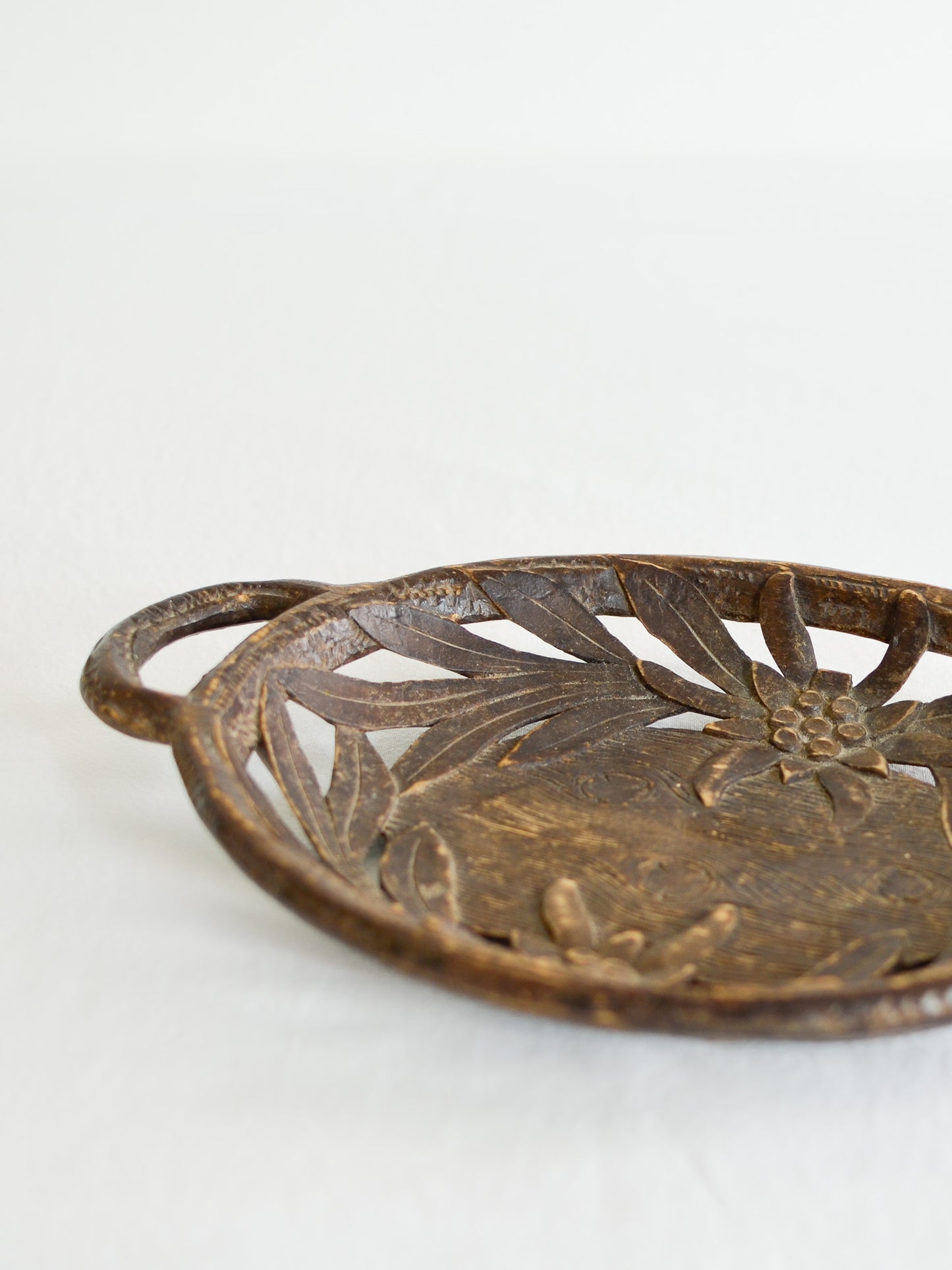 Antique Wooden Edelweiss Bowl