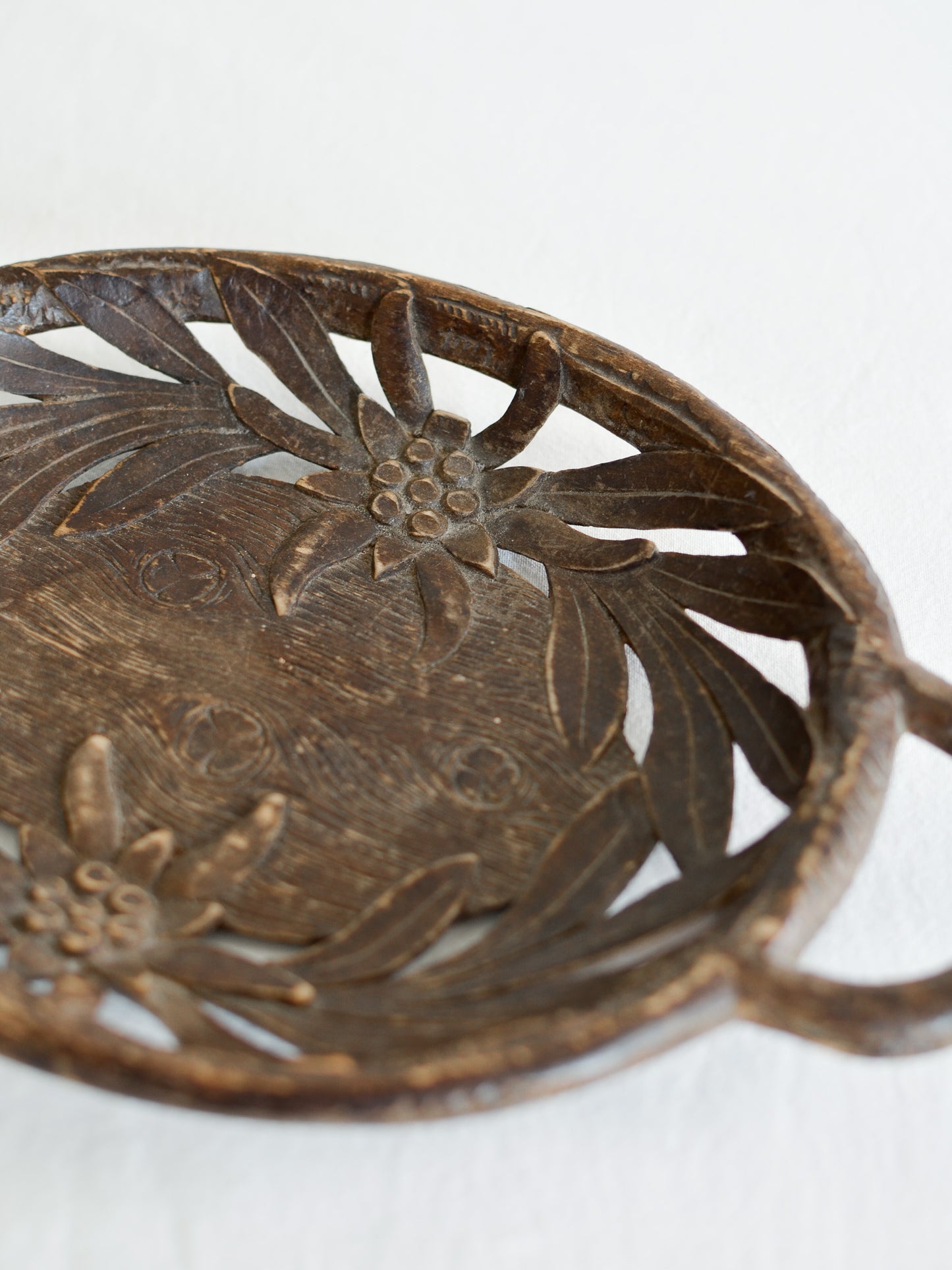 Antique Wooden Edelweiss Bowl