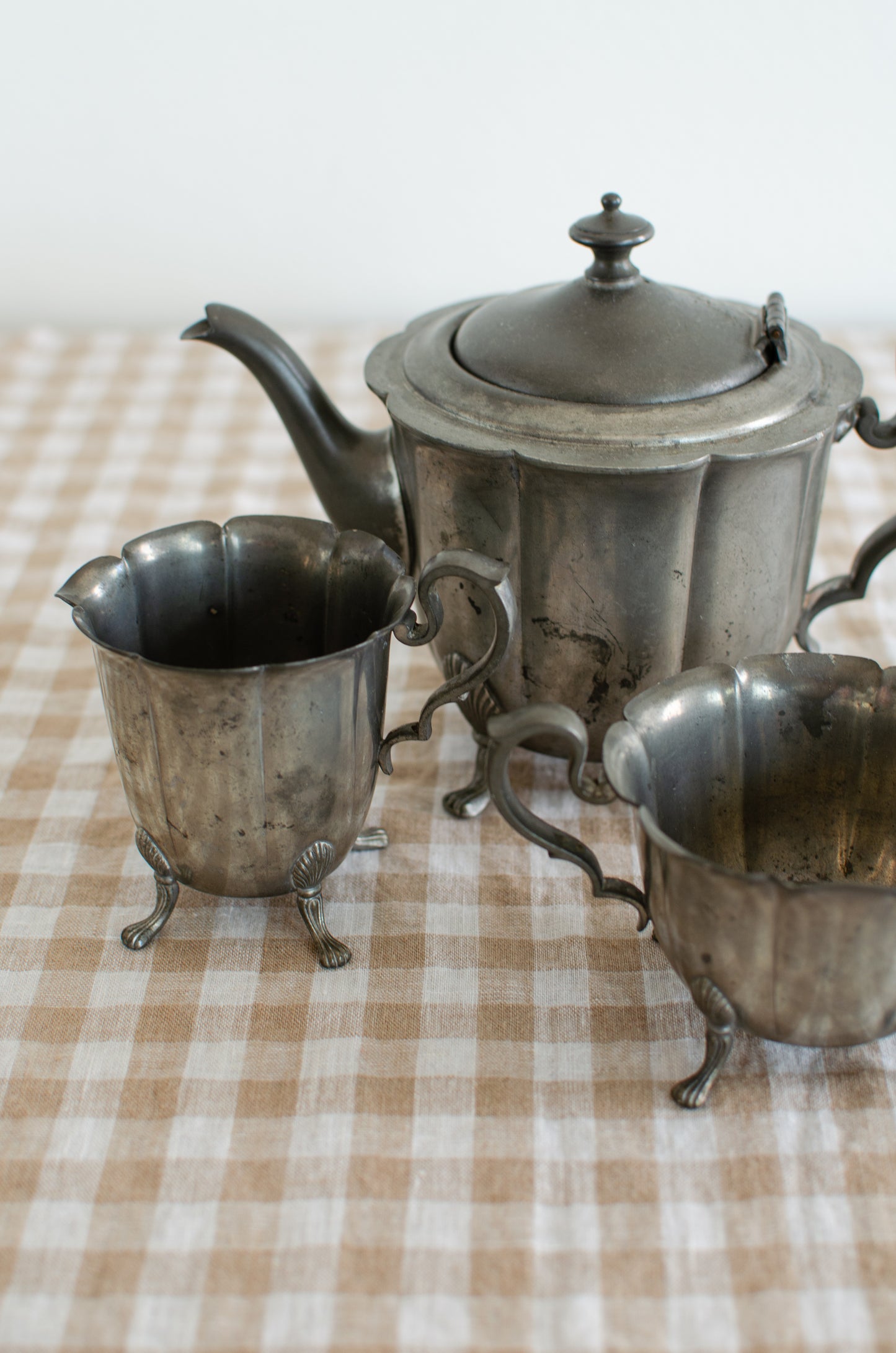 Decorative Pewter Tea Set