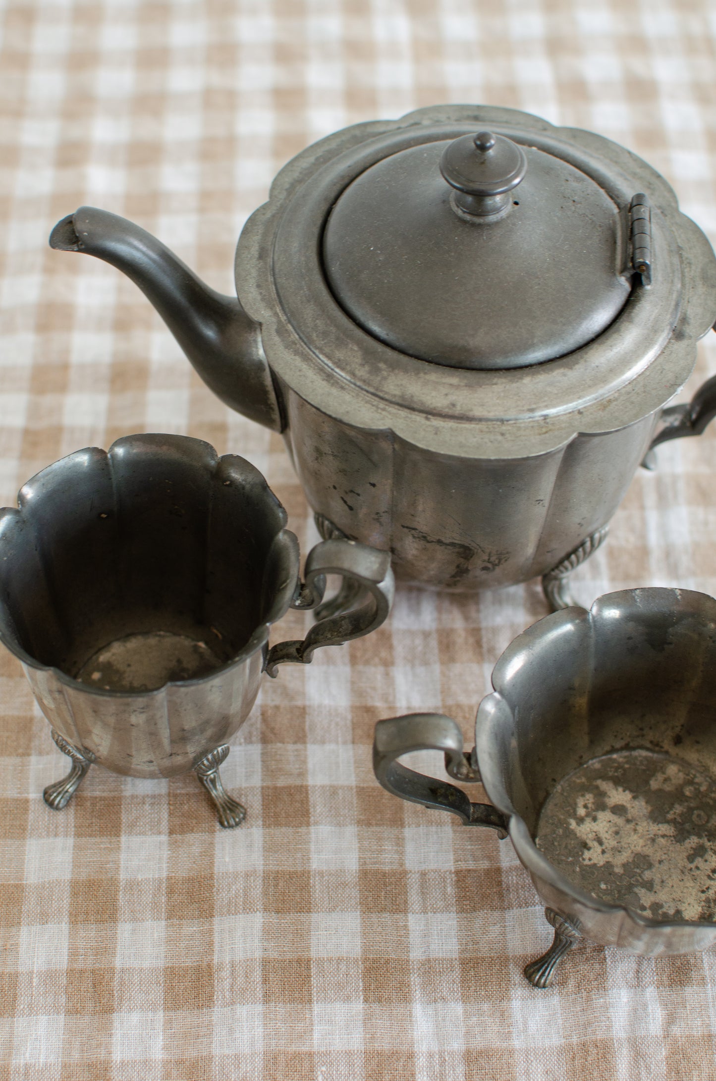 Decorative Pewter Tea Set