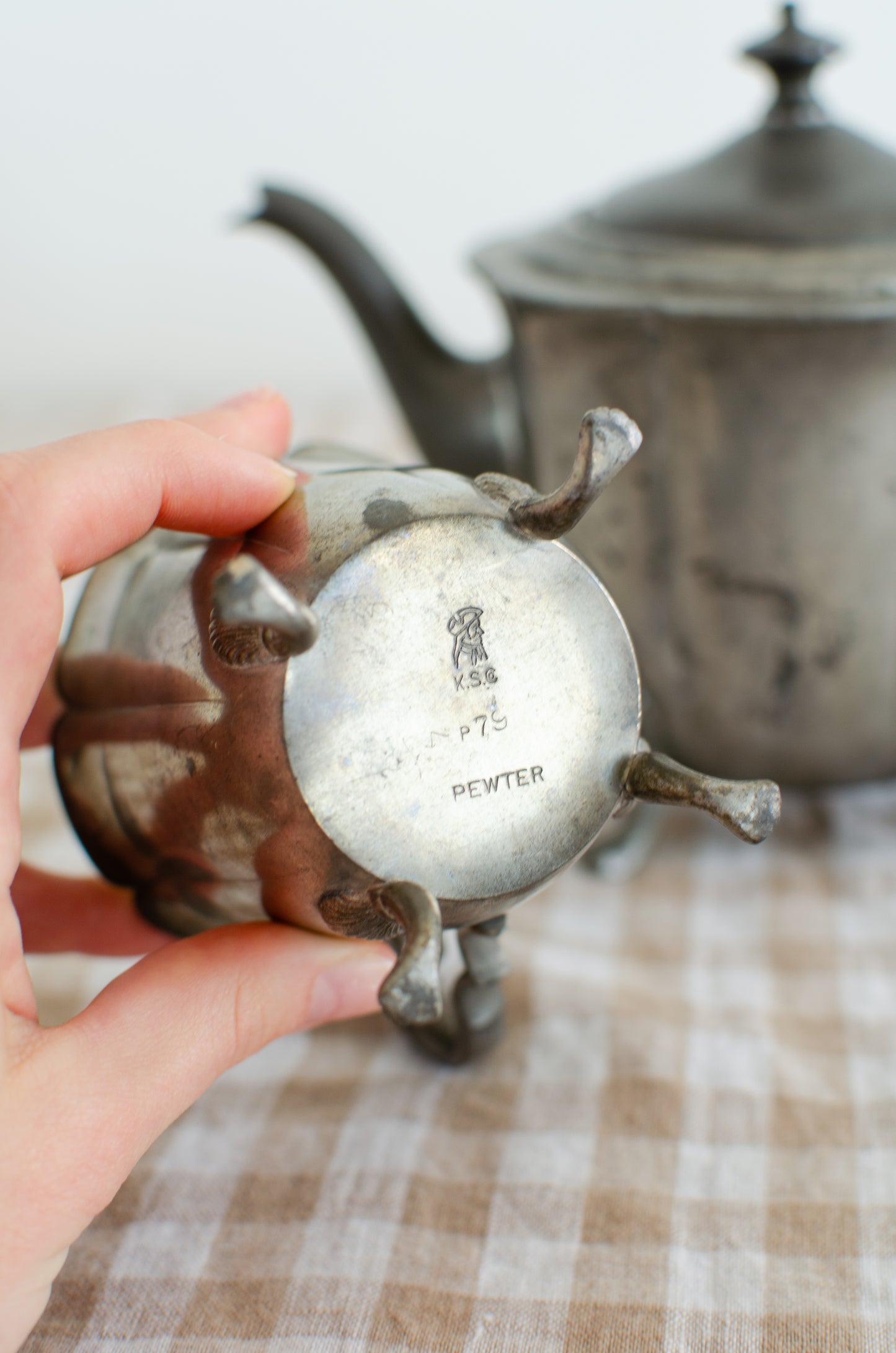 Decorative Pewter Tea Set