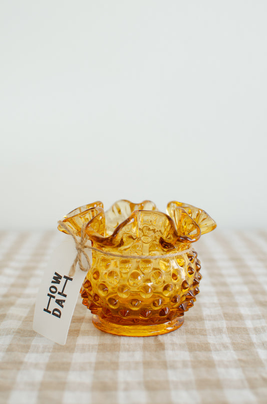 Mini Fenton Amber Glass Vase